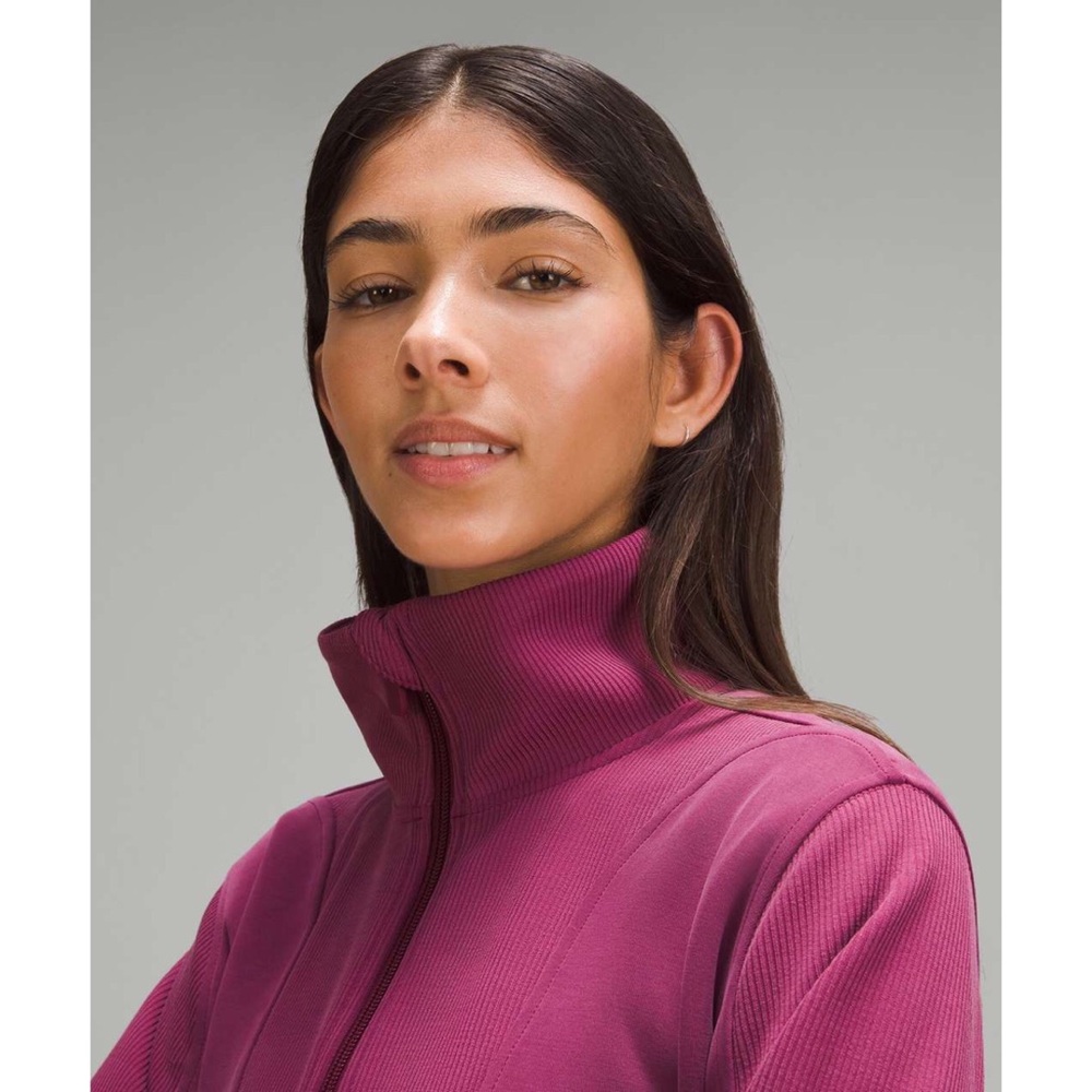 Lululemon Brushed Softstreme Ribbed Half Zip Deep Luxe 2 - Picture 6 of 12